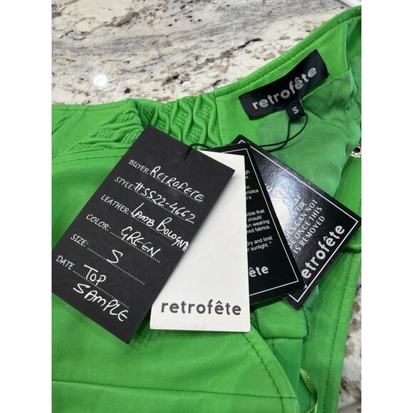 Retrofete Joelle Leather Strapless Top Green Womens Size Small - Picture 10 of 11